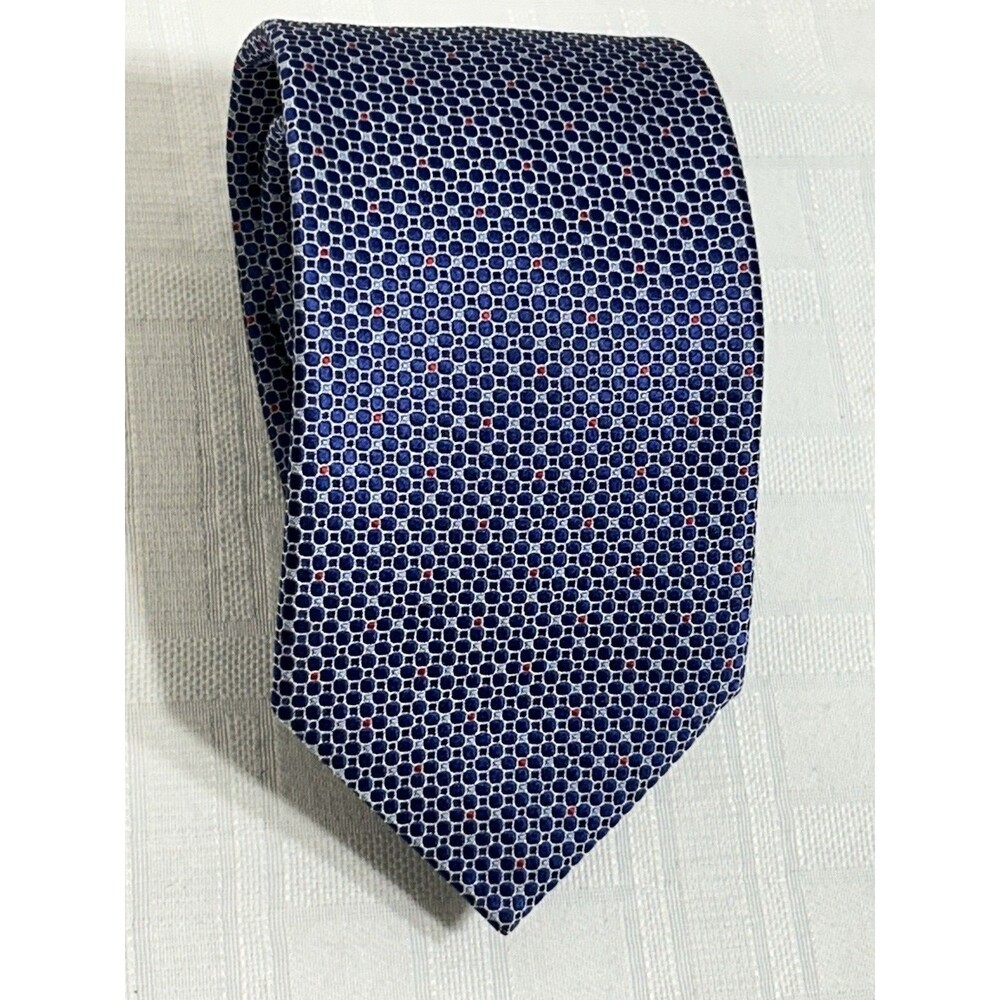 GEOFF NICHOLSON Made in ITALY Tie Silk Tie Polka dot  100% Silk Necktie Blue/Red